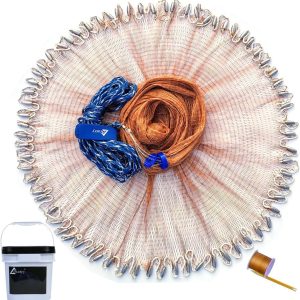 Drasry Saltwater Fishing Cast Net for Bait Trap with Heavy Sinkers Fish Throw Net. Size 3ft/4ft/5ft/6ft/7ft/8ft/9ft/10ft Radius Freshwater Nets