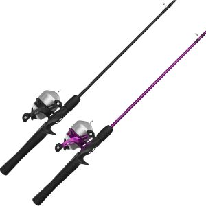 33 Spincast Reel and 2-Piece Fishing Rod Combo, 5-Foot 6-Inch Durable Fiberglass Rod, Quickset Anti-Reverse Fishing Reel with Bite Alert